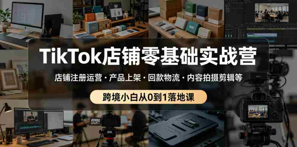TikTok店铺零基础实战营，店铺注册运营・产品上架・回款物流・内容拍摄剪辑等 ，跨境小白从0到1落地课-任任的小木屋 - 热点知汇
