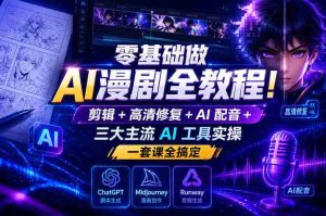 零基础做AI漫剧全教程！剪辑+高清修复+AI配音+三大主流AI工具实操，一套课全搞定-任任的小木屋 - 热点知汇