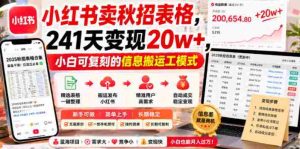 小红书卖秋招表格，241天变现20w+，小白可复刻的信息搬运工模式-任任的小木屋 - 热点知汇