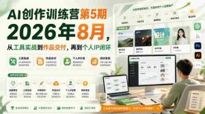 AI创作训练营第5期2026年8月,从工具实战到作品交付,再到个人IP闭环-任任的小木屋 - 热点知汇