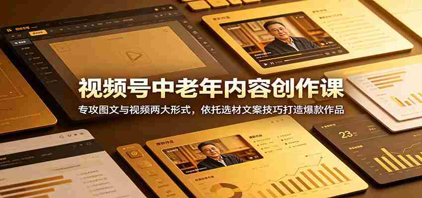 视频号中老年内容创作课：专攻图文与视频两大形式，依托选材文案技巧打造爆款作品-任任的小木屋 - 热点知汇