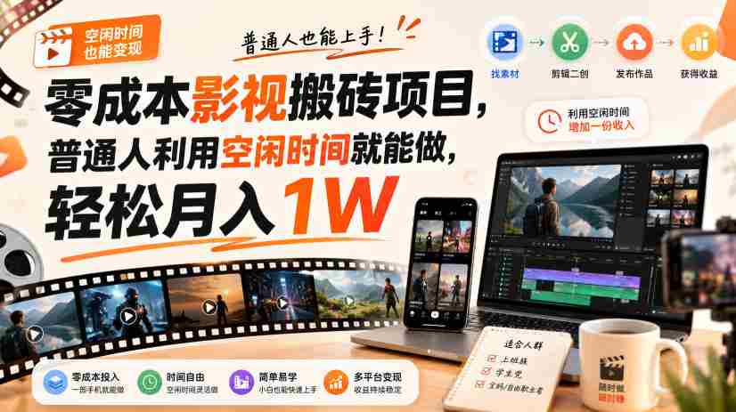 零成本影视搬砖项目,普通人利用空闲时间就能做,轻松月入1W【揭秘】-任任的小木屋 - 热点知汇