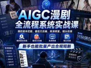 AIGC漫剧全流程系统实战课,爆款剧本挖掘、番茄文改编、高清修复、镜头衔接,新手也能批量产出合规短剧-任任的小木屋 - 热点知汇