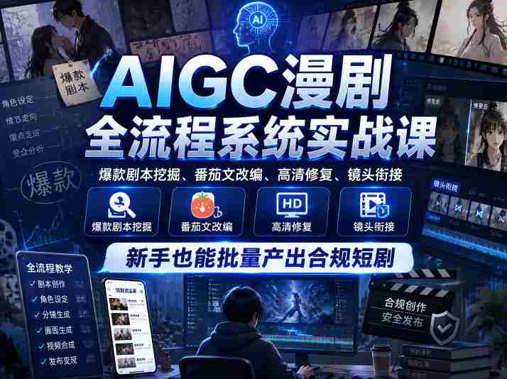 AIGC漫剧全流程系统实战课，爆款剧本挖掘、番茄文改编、高清修复、镜头衔接，新手也能批量产出合规短剧-任任的小木屋 - 热点知汇