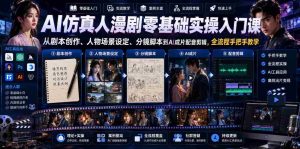 AI仿真人漫剧零基础实操入门课，从剧本创作、人物场景设定、分镜脚本到AI成片配音剪辑，全流程手把手教学-任任的小木屋 - 热点知汇