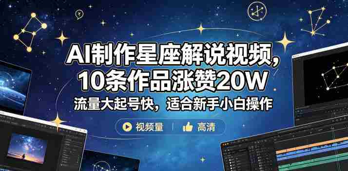 AI制作星座解说视频，10条作品涨赞20W，流量大起号快，适合新手小白操作-任任的小木屋 - 热点知汇