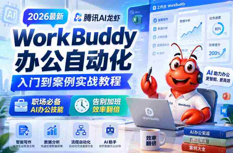 2026最新腾讯AI龙虾WorkBuddy办公自动化入门到案例实战教程，职场必备AI办公技能，告别加班，效率翻倍-任任的小木屋 - 热点知汇