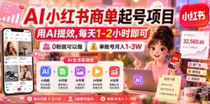 AI小红书商单起号项目，用AI提效,每天1-2小时即可，0粉就可以做，单账号月入1-3W-任任的小木屋 - 热点知汇