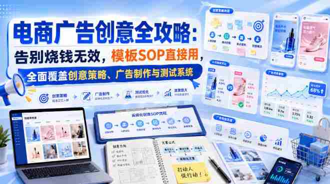 电商广告创意全攻略：告别烧钱无效，模板SOP直接用，全面覆盖创意策略、广告制作与测试系统【原创双语字幕】-任任的小木屋 - 热点知汇