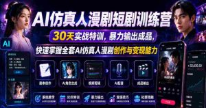 AI仿真人漫剧短剧训练营,30天实战特训,暴力输出成品,快速掌握全套AI仿真人漫剧创作与变现能力-任任的小木屋 - 热点知汇
