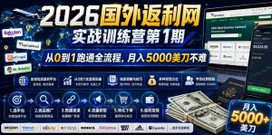 2026年国外返利网实战训练营第1期，从0到1跑通全流程，月入5000美刀不难-任任的小木屋 - 热点知汇