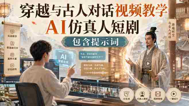 穿越与古人对话视频教学，AI仿真人短剧，包含提示词-任任的小木屋 - 热点知汇
