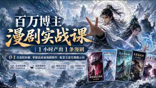 百万博主漫剧实战课｜1小时产出1条漫剧，0‑1全流程拆解，掌握高质量漫剧制作，配套全套实操提示词-任任的小木屋 - 热点知汇