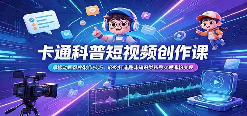 卡通科普短视频创作课：掌握动画风格制作技巧，轻松打造趣味知识类账号实现涨粉变现-任任的小木屋 - 热点知汇