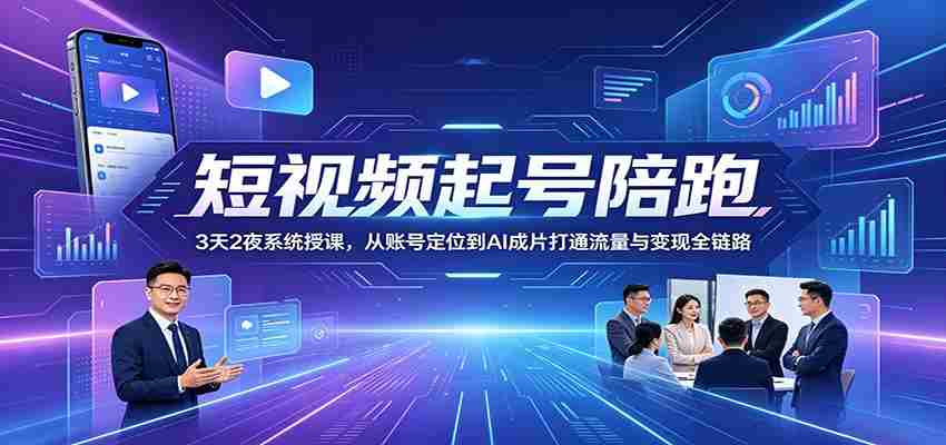 短视频起号陪跑：3天2夜系统授课，从账号定位到AI成片打通流量与变现全链路-任任的小木屋 - 热点知汇