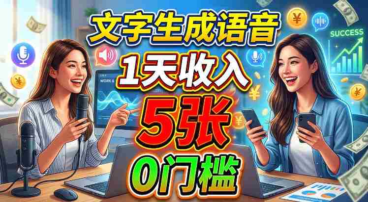 文字生成语音,1天收入5张,超简单美刀项目-任任的小木屋 - 热点知汇