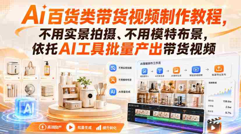 Ai百货类带货视频制作教程，不用实景拍摄、不用模特布景，依托AI工具批量产出带货视频-任任的小木屋 - 热点知汇