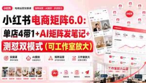 小红书电商矩阵6.0：单店4带1+AI矩阵发笔记+测怼双模式（可工作室放大）-任任的小木屋 - 热点知汇