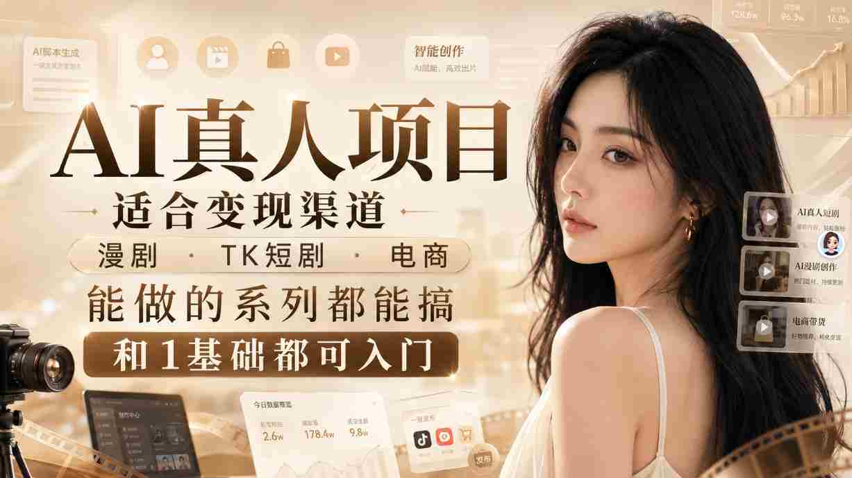 AI真人项目，适合变现渠道，漫剧，TK短剧，电商，能做的系列都能搞，0和1基础都可入门-任任的小木屋 - 热点知汇