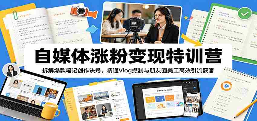 自媒体涨粉变现特训营：拆解爆款笔记创作诀窍，精通Vlog摄制与朋友圈美工高效引流获客-任任的小木屋 - 热点知汇