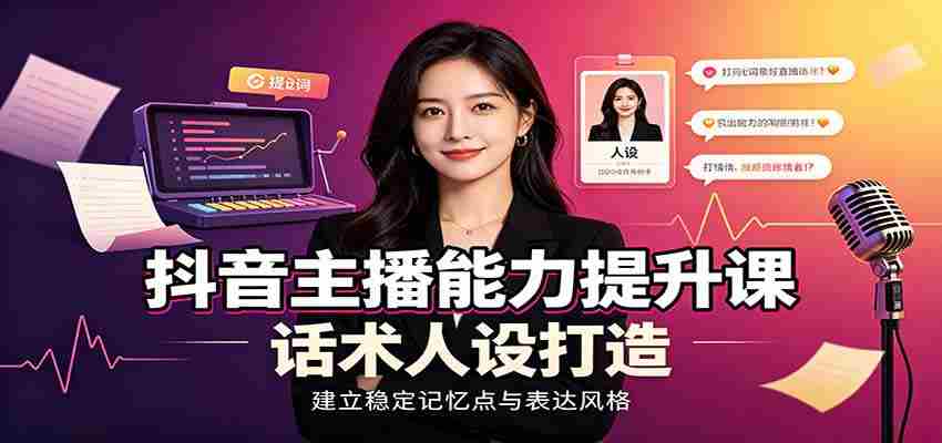 抖音主播能力提升课：账号底层逻辑，直播间搭建调试，话术人设打造全套教学-任任的小木屋 - 热点知汇