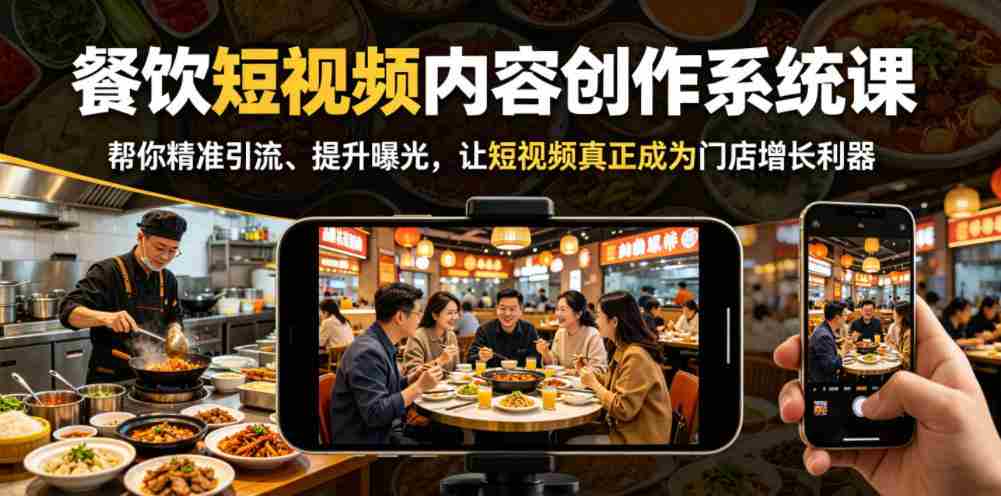 餐饮短视频内容创作系统课，帮你精准引流、提升曝光，让短视频真正成为门店增长利器-任任的小木屋 - 热点知汇