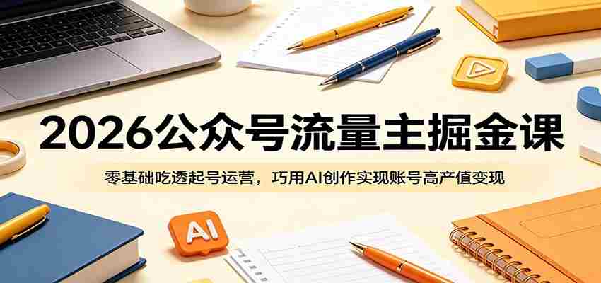 2026公众号流量主掘金课：零基础吃透起号运营，巧用AI创作实现账号高产值变现-任任的小木屋 - 热点知汇