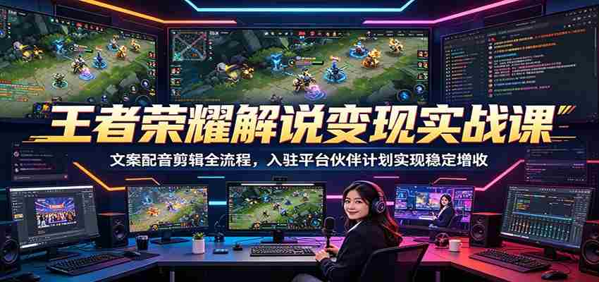 王者荣耀解说变现实战课：文案配音剪辑全流程，入驻平台伙伴计划实现稳定增收-任任的小木屋 - 热点知汇