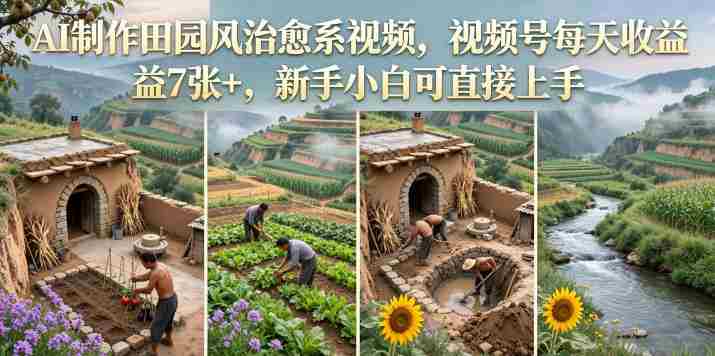 AI制作田园风治愈系视频，视频号每天收益7张+，新手小白可直接上手-任任的小木屋 - 热点知汇