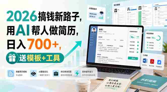 2026搞钱新路子,用AI帮人做简历,日入700+,送模板+工具【揭秘】-任任的小木屋 - 热点知汇