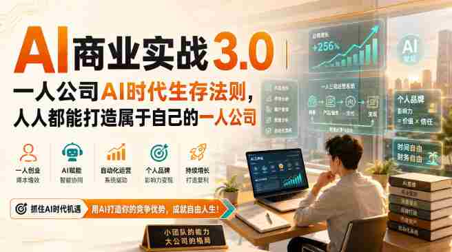 AI商业实战3.0｜一人公司AI时代生存法则，人人都能打造属于自己的一人公司-任任的小木屋 - 热点知汇