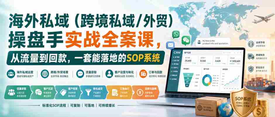 海外私域（跨境私域/外贸）操盘手实战全案课，从流量到回款，一套能落地的SOP系统-任任的小木屋 - 热点知汇