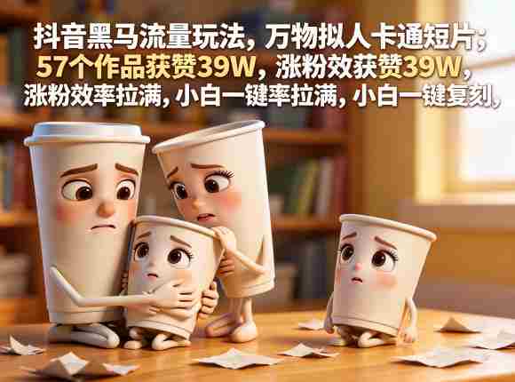 抖音黑马流量玩法，万物拟人卡通短片，57个作品获赞39W，涨粉效率拉满，小白一键复刻，保姆级拆解-任任的小木屋 - 热点知汇