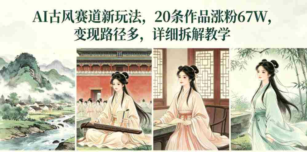 AI古风赛道新玩法,20条作品涨粉67W,变现路径多,详细拆解教学-任任的小木屋 - 热点知汇