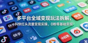 多平台全域变现玩法拆解，抖快红头流量变现实操，0粉零基础变现-任任的小木屋 - 热点知汇