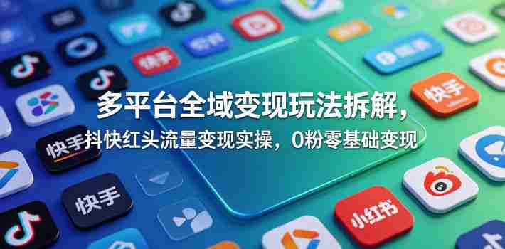 多平台全域变现玩法拆解，抖快红头流量变现实操，0粉零基础变现-任任的小木屋 - 热点知汇