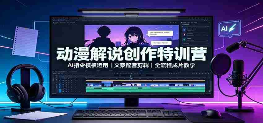 动漫解说创作特训营：AI指令模板运用，文案配音剪辑，全流程成片教学-任任的小木屋 - 热点知汇