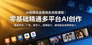 AI视频实战落地全流程课程|零基础精通多平台AI创作,覆盖带货、广告、数字人、剧情短片,解锁副业接单新收入-任任的小木屋 - 热点知汇