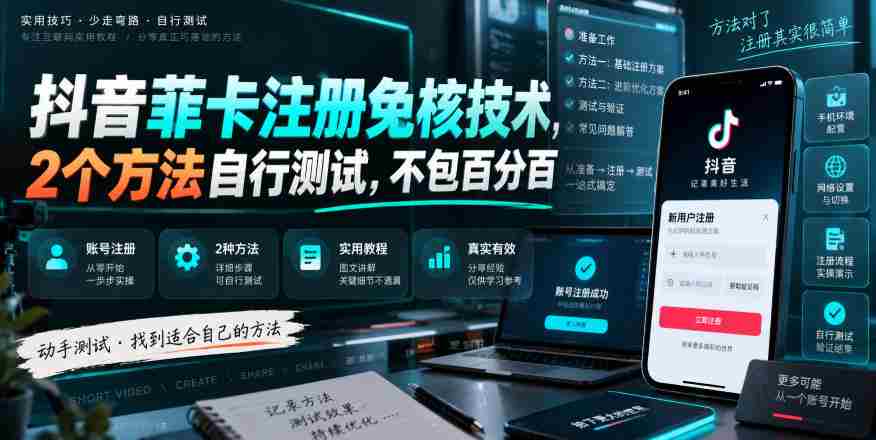 抖音菲卡注册免核技术，2个方法自行测试，不包百分百-任任的小木屋 - 热点知汇