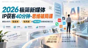 2026极简新媒体IP获客40分钟-思维破局课,解锁Ai时代“低成本”、“低风险”的确定性新媒体获客打法-任任的小木屋 - 热点知汇