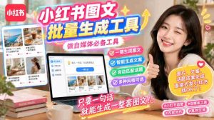 小红书图文批量生成工具，话题、文案、配图一键生成，直接发布，做自媒体必备工具-任任的小木屋 - 热点知汇