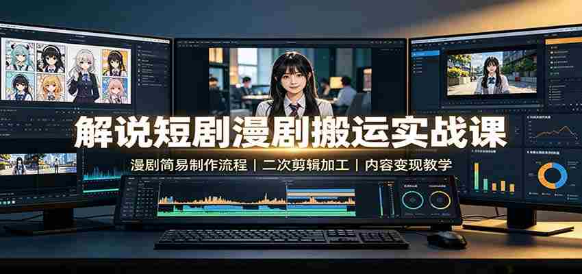 解说短剧漫剧搬运实战课:漫剧简易制作流程,二次剪辑加工,内容变现教学-任任的小木屋 - 热点知汇