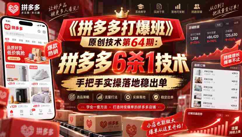《拼多多打爆班》原创技术第64期：拼多多6杀1技术，手把手实操落地稳出单-任任的小木屋 - 热点知汇