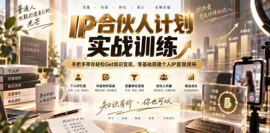 IP合伙人计划实战训练，手把手带你轻松Get知识变现，零基础搭建个人IP变现闭环（更新260908）-任任的小木屋 - 热点知汇