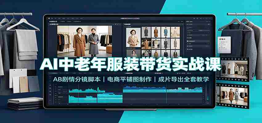 AI中老年服装带货实战课：AB剧情分镜脚本，电商平铺图制作，成片导出全套教学-任任的小木屋 - 热点知汇