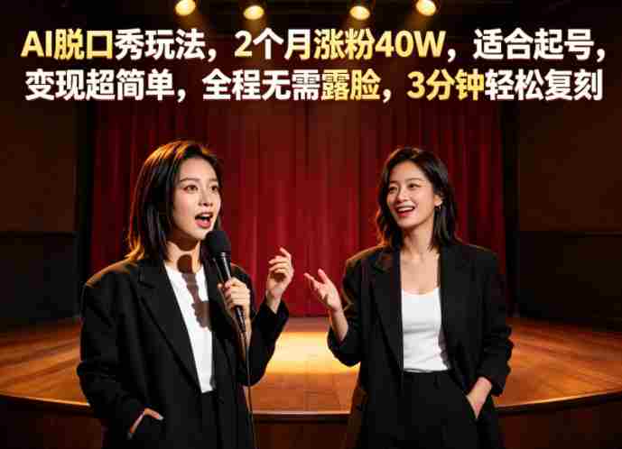 AI脱口秀玩法，2个月涨粉40W，适合起号，变现超简单，全程无需露脸，3分钟轻松复刻-任任的小木屋 - 热点知汇