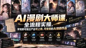 AI漫剧大师课,全流程实操,学完即可独立产出可上线、可变现的AI漫剧作品-任任的小木屋 - 热点知汇