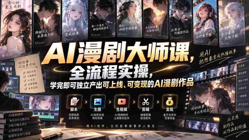 AI漫剧大师课,全流程实操,学完即可独立产出可上线、可变现的AI漫剧作品-任任的小木屋 - 热点知汇