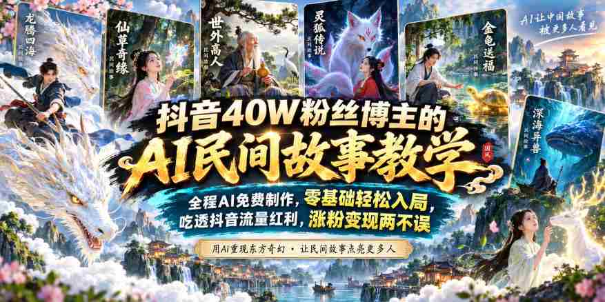 抖音40W粉丝博主的AI民间故事教学，全程AI免费制作，零基础轻松入局，吃透抖音流量红利，涨粉变现两不误-任任的小木屋 - 热点知汇