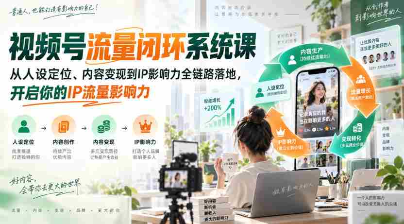 视频号流量闭环系统课，从人设定位、内容变现到IP影响力全链路落地，开启你的IP流量影响力-任任的小木屋 - 热点知汇